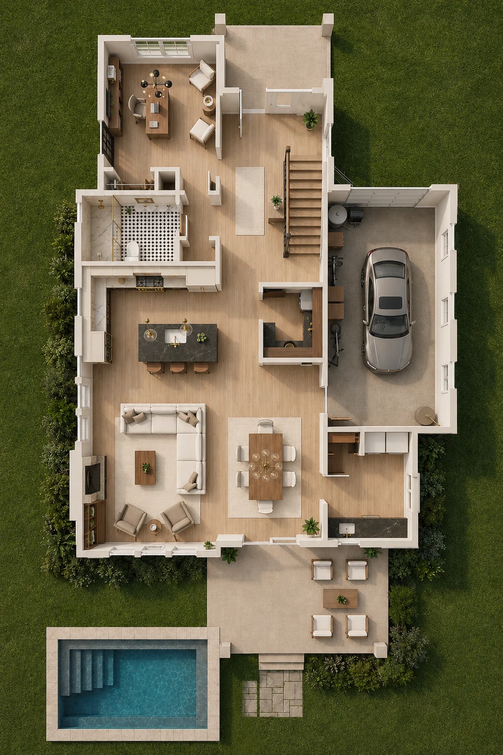Unit 3 First Floor Plan — New Construction East Austin